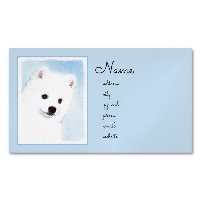 American Eskimo Dog Painting - Original Dog Art Magnetic Business Card (Front)