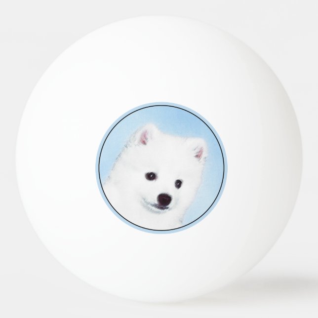 American Eskimo Dog Painting - Original Dog Art Ping Pong Ball (Front)