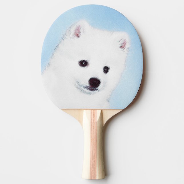American Eskimo Dog Painting - Original Dog Art Ping Pong Paddle (Front)
