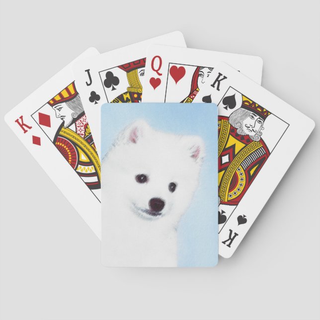 American Eskimo Dog Painting - Original Dog Art Playing Cards (Back)