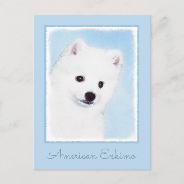American Eskimo Dog Painting - Original Dog Art Postcard (Front)