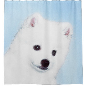 American Eskimo Dog Painting - Original Dog Art Shower Curtain