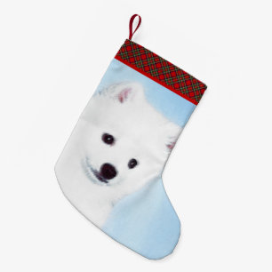 American Eskimo Dog Painting - Original Dog Art Small Christmas Stocking