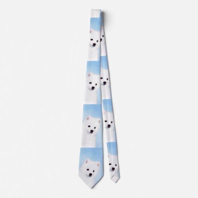 American Eskimo Dog Painting - Original Dog Art Tie (Front)