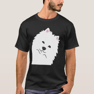 American Eskimo Dog Peeking From Side Cute America T-Shirt