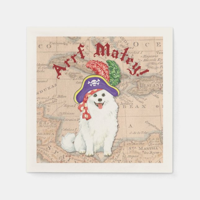 American Eskimo Dog Pirate Napkins (Front)