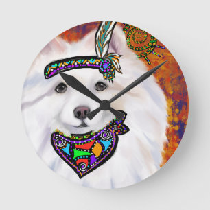 American Eskimo Dog  Round Clock