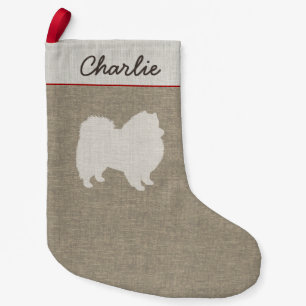American Eskimo Dog Silhouette Eskie Holiday Xmas Small Christmas Stocking