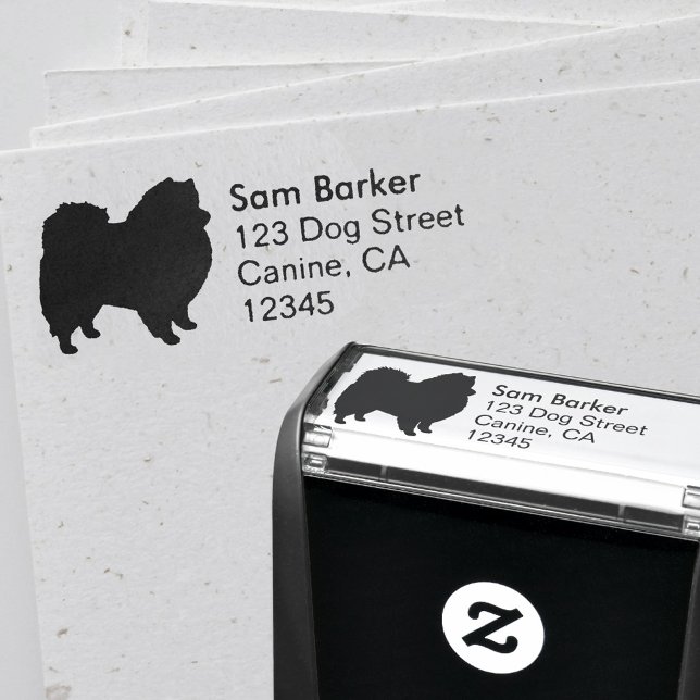 American Eskimo Dog Silhouette Return Address Self-inking Stamp (Creator Uploaded)
