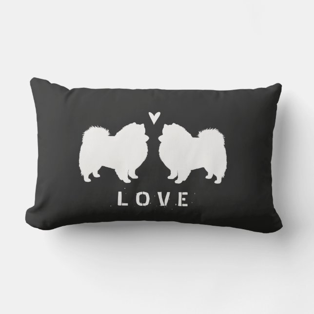 American Eskimo Dog Silhouettes Love Lumbar Cushion (Front)