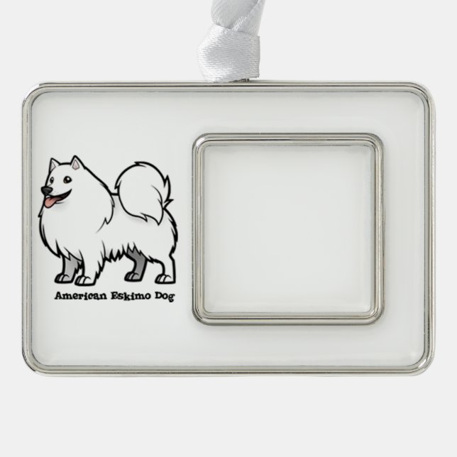 American Eskimo Dog Silver Plated Framed Ornament (Front)