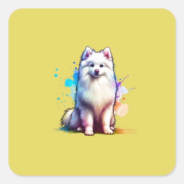 American Eskimo Dog Square Sticker (Front)