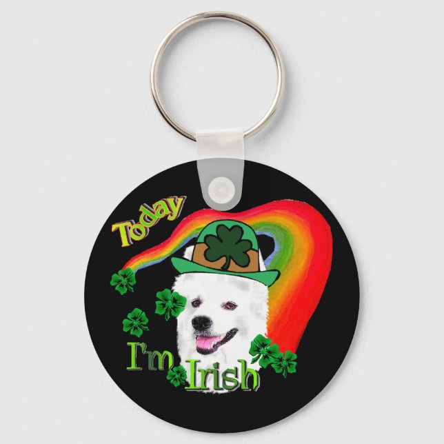 American Eskimo Dog St Patricks Key Ring (Front)