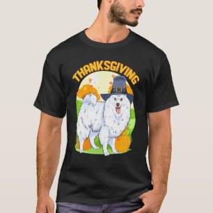 American Eskimo Dog Thanksgiving Day Pilgrim Pumpk T-Shirt