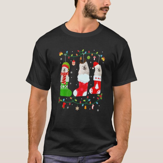 American Eskimo Dog Three Christmas Socks Sweater  (Front)