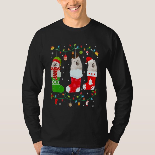 American Eskimo Dog Three Christmas Socks Sweater  (Front)