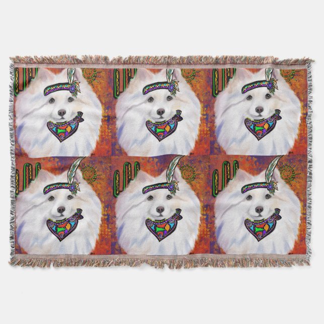 American Eskimo Dog  Throw Blanket (Front)