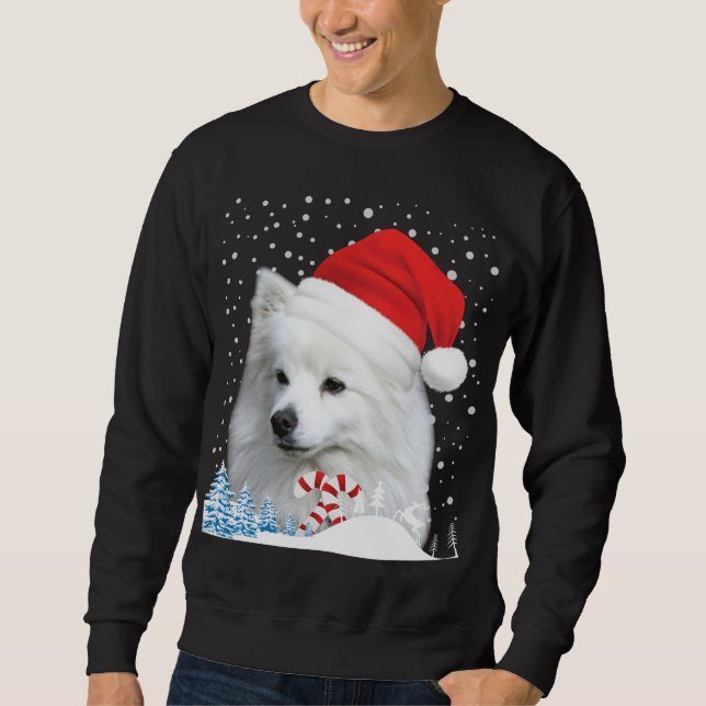 American Eskimo Dog Ugly Christmas Sweater Santa H (Front)