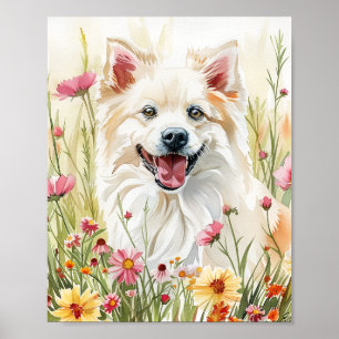 American Eskimo Dog Watercolor Wall Art Print
