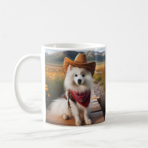 American Eskimo Dog Wearing a Cowboy Hat Coffee Mug