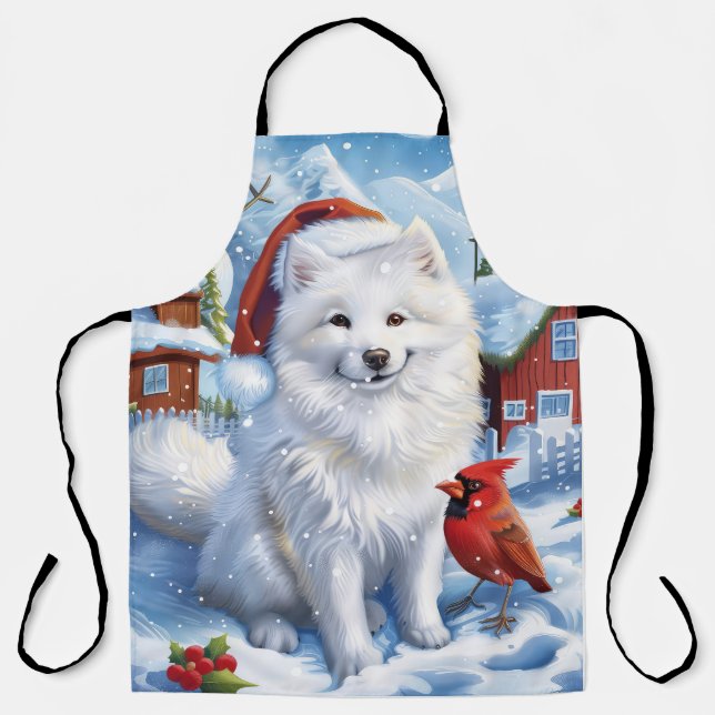 American Eskimo Dog Winter Wonderland Christmas  Apron (Front)