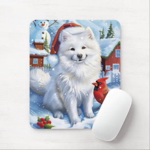 American Eskimo Dog Winter Wonderland Christmas Mouse Mat