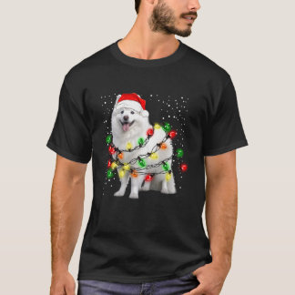 American Eskimo dog with string lights for Christm T-Shirt