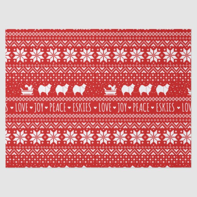 American Eskimo Dogs Christmas Eskies Holiday Tissue Paper (Front)