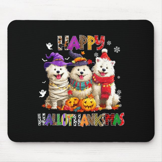 American Eskimo Dogs Christmas Xmas Men Women Kids Mouse Mat (Front)