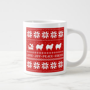 American Eskimo Dogs Holiday Love Joy Peace Eskies Large Coffee Mug