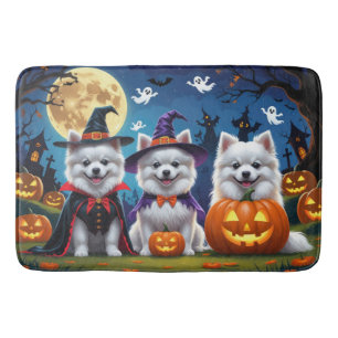 American Eskimo Dogs Pumpkin Halloween Funny Bath Mat