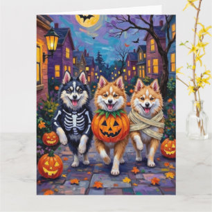American Eskimo Dogs Trick-or-Treating Halloween Card