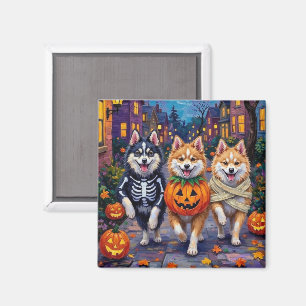 American Eskimo Dogs Trick-or-Treating Halloween Magnet