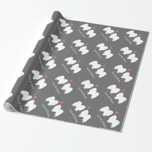 American Eskimo Dogs Wedding with Custom Text Wrapping Paper