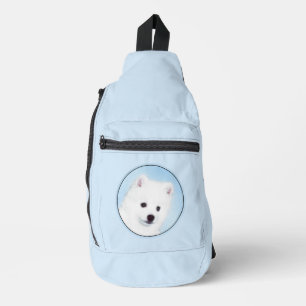 American Eskimo Eskie Puppy Painting Cute Dog Art Sling Bag