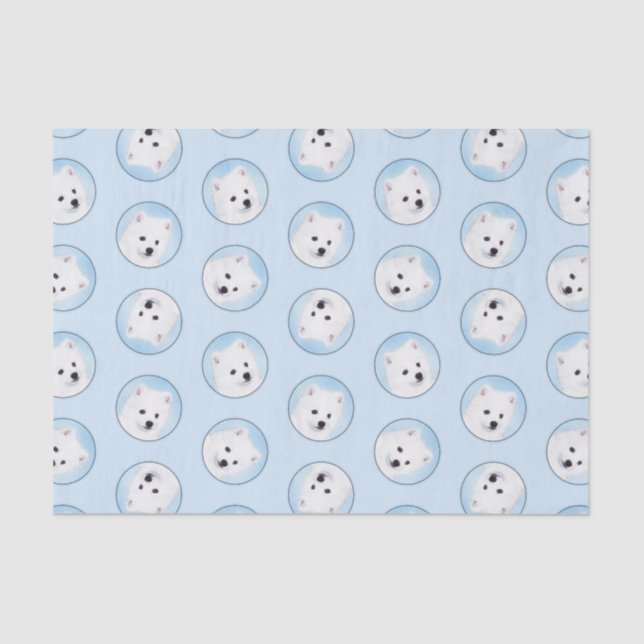 American Eskimo Eskie Puppy Painting Cute Dog Art  Tissue Paper (Front)