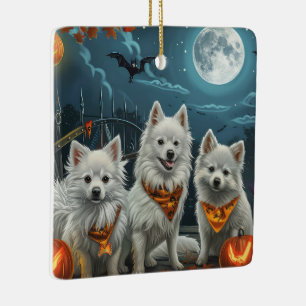 American Eskimo Halloween Spooky  Ceramic Ornament