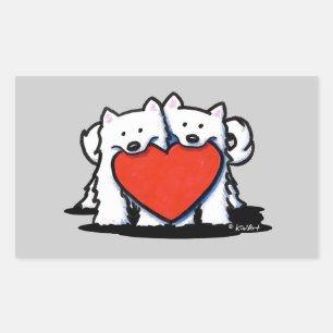 American Eskimo Heartfelt Duo Rectangular Sticker