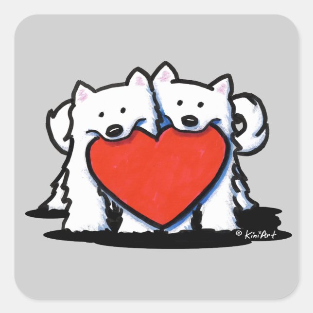 American Eskimo Heartfelt Duo Square Sticker (Front)