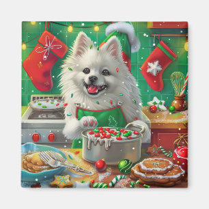 American Eskimo Holiday Baking: Festive Christmas Magnet