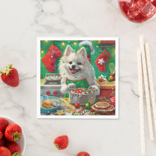 American Eskimo Holiday Baking: Festive Christmas Napkin