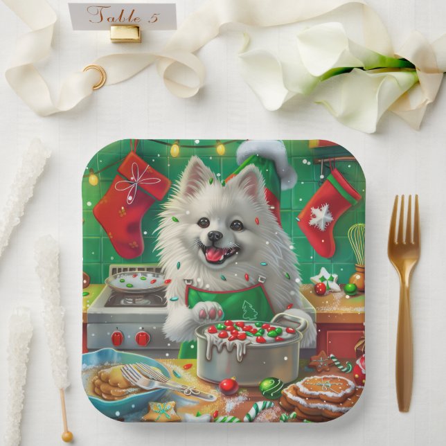 American Eskimo Holiday Baking: Festive Christmas Paper Plate (Wedding)