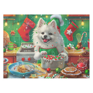 American Eskimo Holiday Baking: Festive Christmas Tablecloth