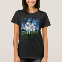 American Eskimo Japanese Spitz Starry Night Dog Ar