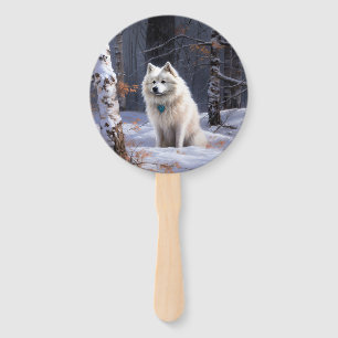 American Eskimo Let It Snow Christmas  Hand Fan
