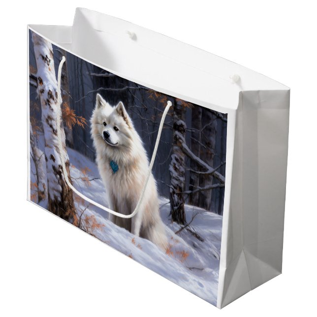 American Eskimo Let It Snow Christmas  Large Gift Bag (Front Angled)