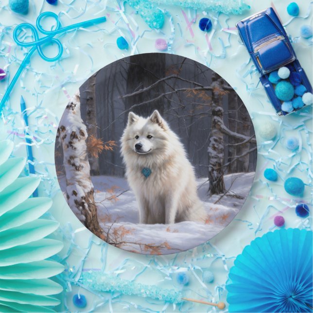 American Eskimo Let It Snow Christmas  Paper Plate (Party)