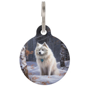 American Eskimo Let It Snow Christmas  Pet Tag