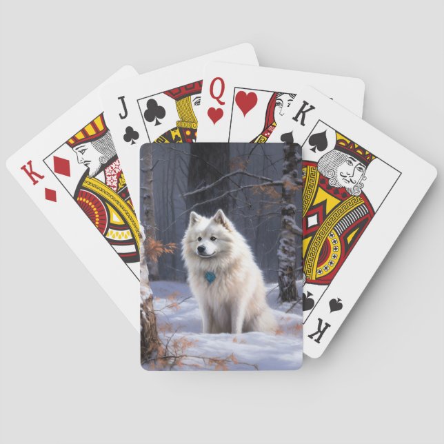 American Eskimo Let It Snow Christmas  Playing Cards (Back)
