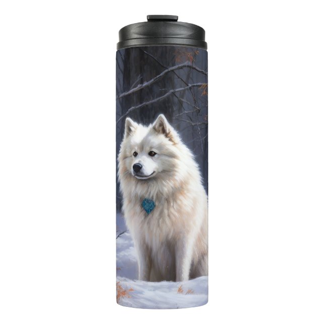 American Eskimo Let It Snow Christmas  Thermal Tumbler (Front)